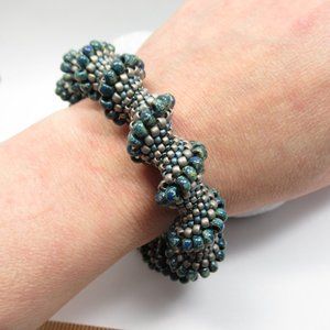 Spiral beadwoven bracelet